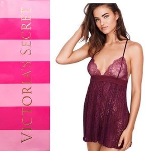 Victoria’s Secret Burgundy Wine T Back Babydoll Chemise Nightgown Size XS